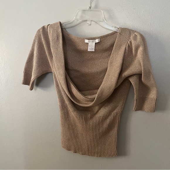 Charlotte Russe Tan Off-the-Shoulder Sweater Small y2k 90’s - Picture 3 of 7